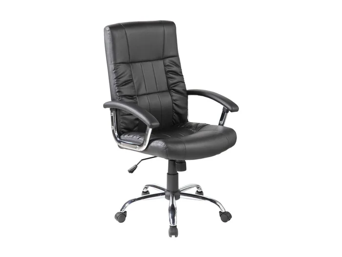 Bürostuhl Melton, Chefsessel mit Armlehnen, Ergonomischer Bürostuhl, 69x64h106/116 cm, Schwarz